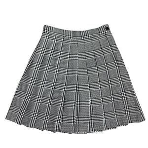 Vintage Pleated Houndstooth Plaid Black and White Mini Skirt Rafferty Brand XS